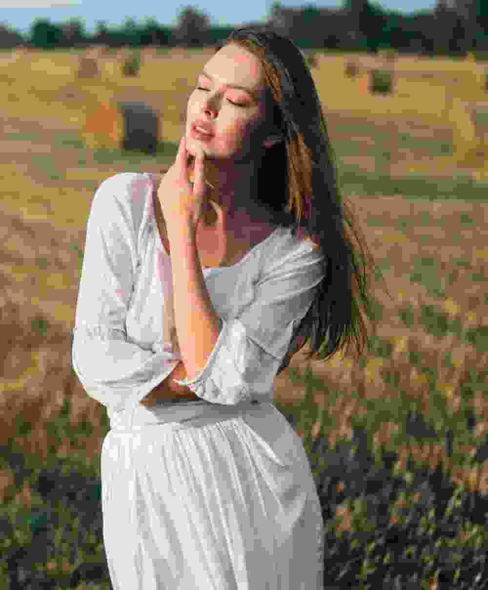 Abito Lungo Bianco in Cotone - immagine 5