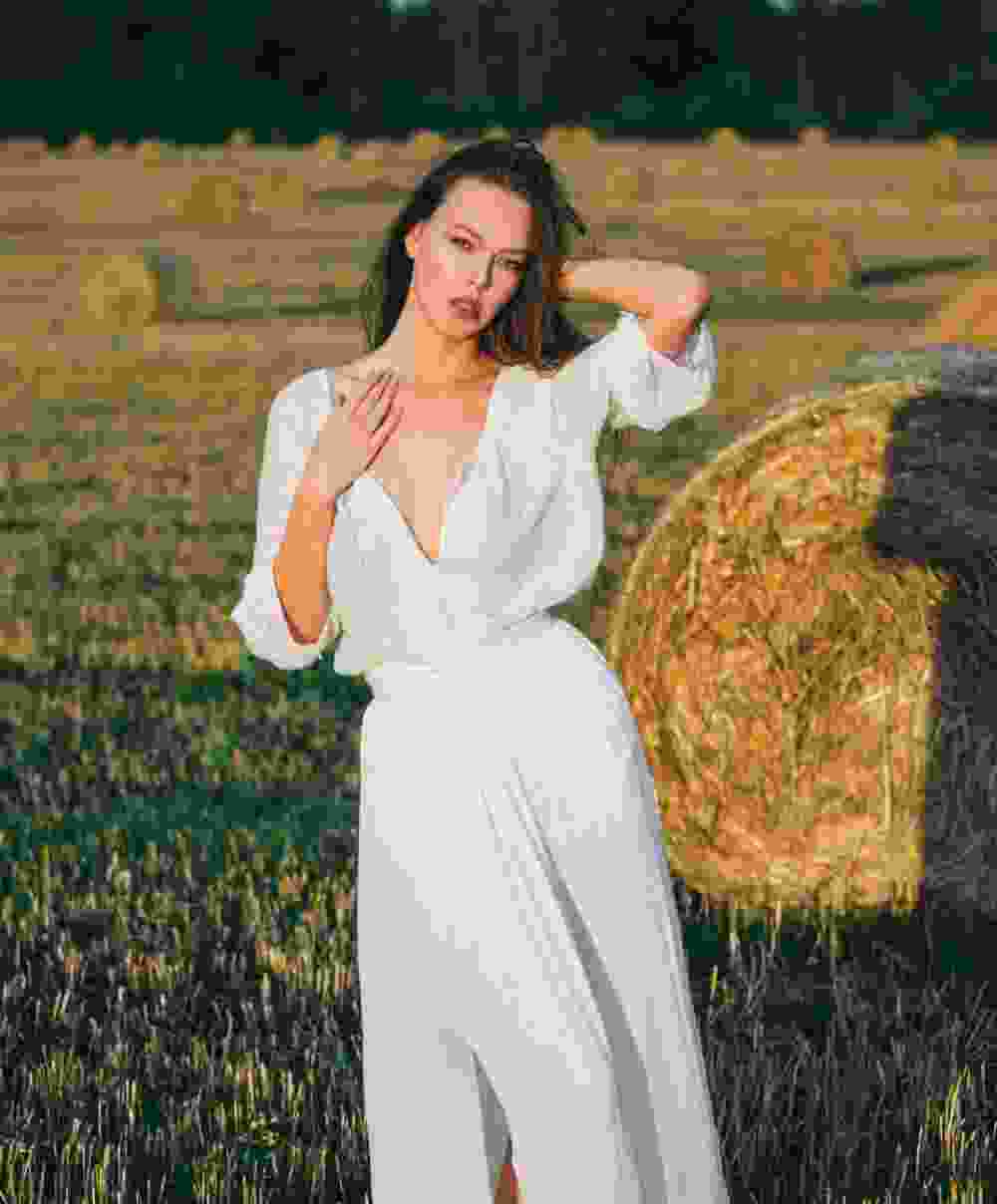 Abito Lungo Bianco in Cotone - immagine 4