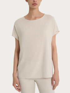 Blusa con manica Kimono in Voile di Viscosa Satin Ragno – Champignon – foto 1