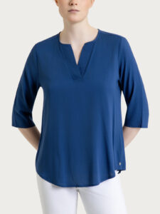 Blusa con scollo a V in Voile Stretch Ragno – Oceana – foto 1