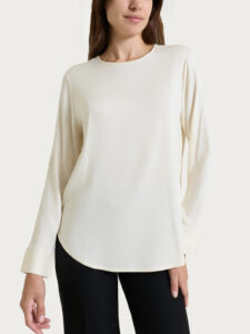 Blusa girocollo in Light Flannel Ragno – Avorio – foto 1