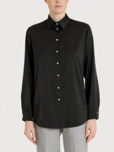 Camicia con manica lunga in Stretch Satin Ragno – Nero – foto 1