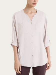Camicia con manica risvoltabile in Voile Stretch Ragno – Hushed Violet – foto 1