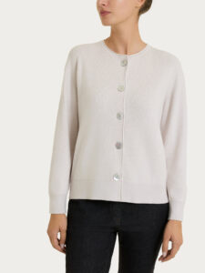 Cardigan girocollo con bottoni in punto perla Four Seasons Ragno – Lilac Ash – foto 1