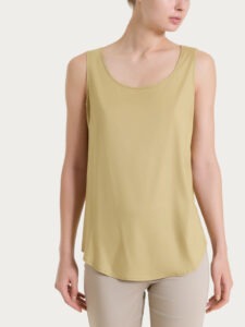 Top con spalla larga in Voile Stretch Ragno – Khaki – foto 1